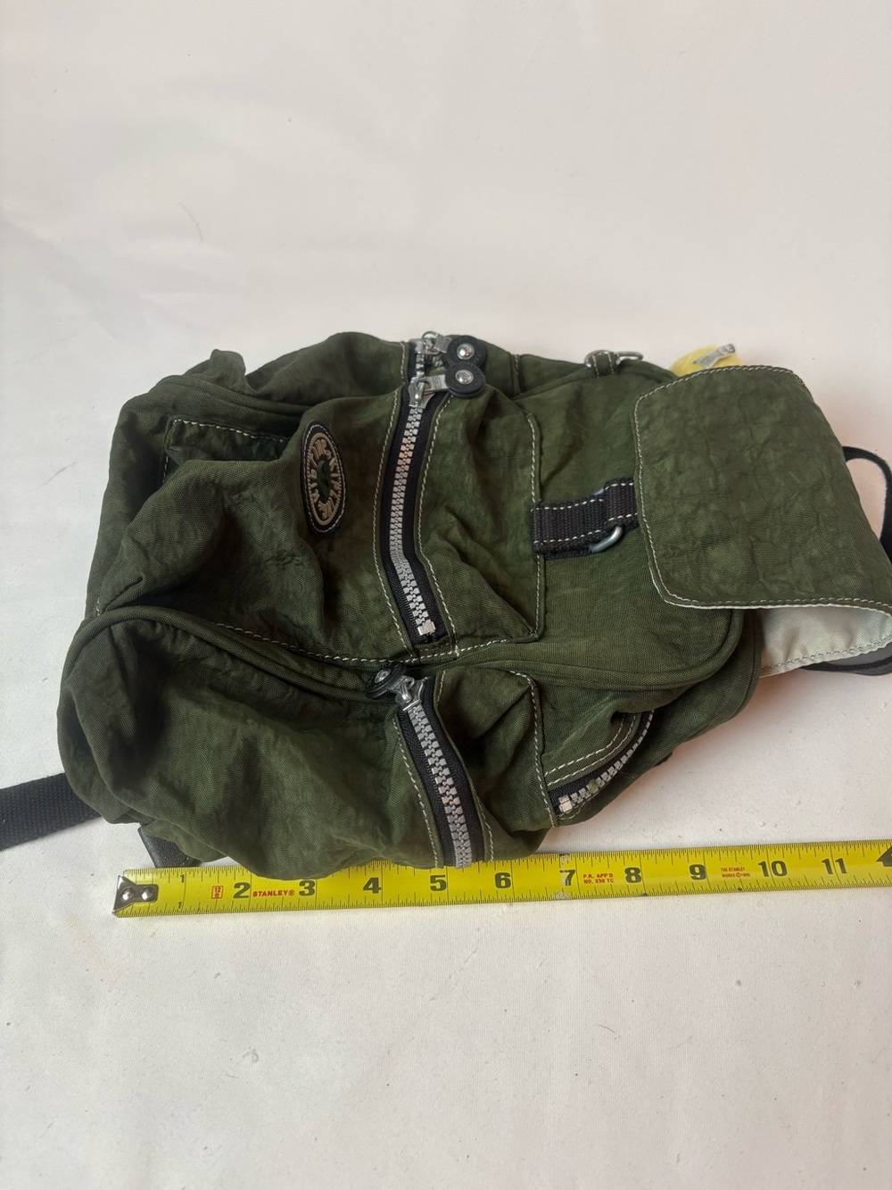 Kipling Private Transport Small Backpack Army Olive Green With Yellow Monkey - Picture 9 of 10